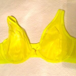 Cacique New Never Worn Sheer Neon Yellow Plunge Bra